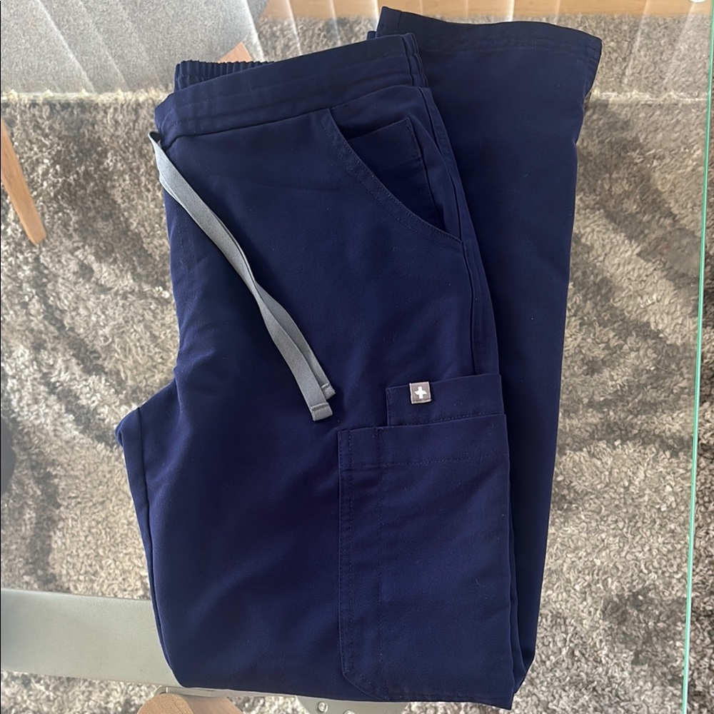 Figs Blue Cargo Pants with Stretchy Fabric